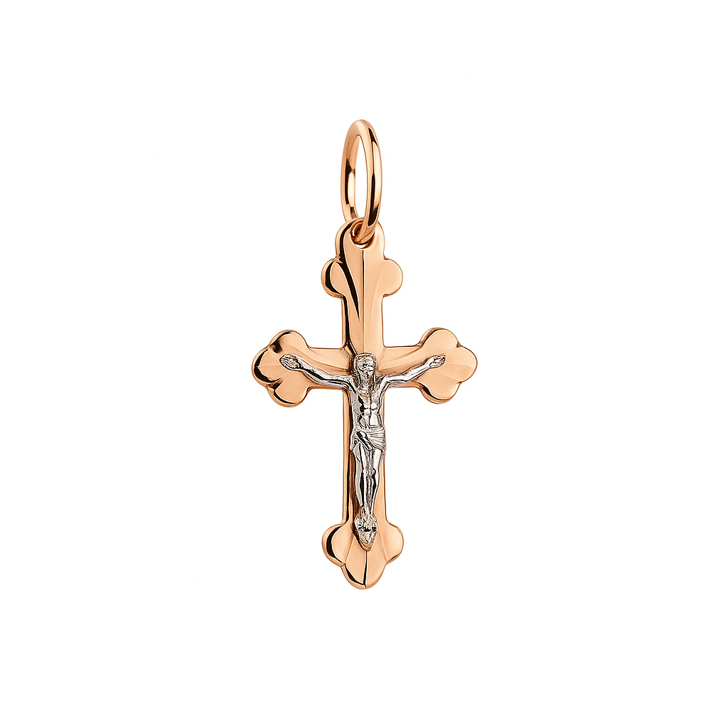 Kreuz Anhänger 585 Rotgold Weißgold