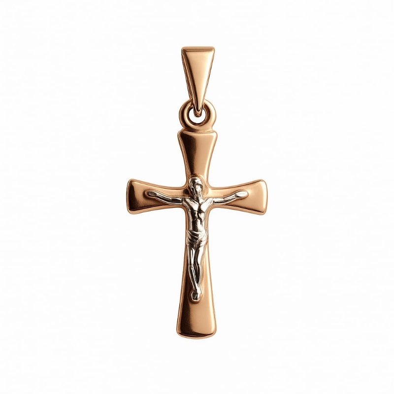 Kreuz Anhänger 585 Rotgold Weißgold Jesus