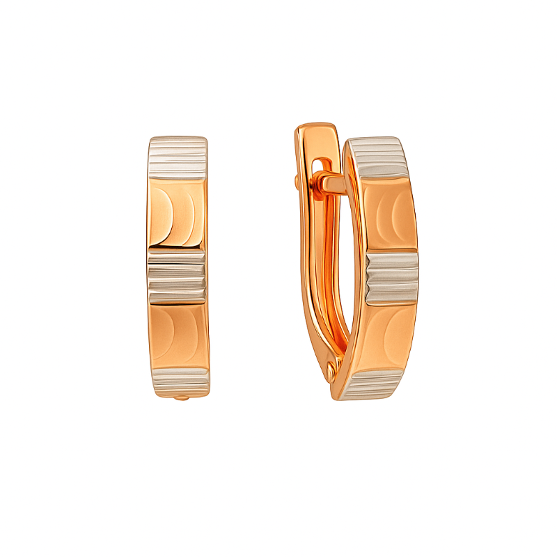 Ohrringe 585er Rotgold Weißgold Diamantiert Bicolor