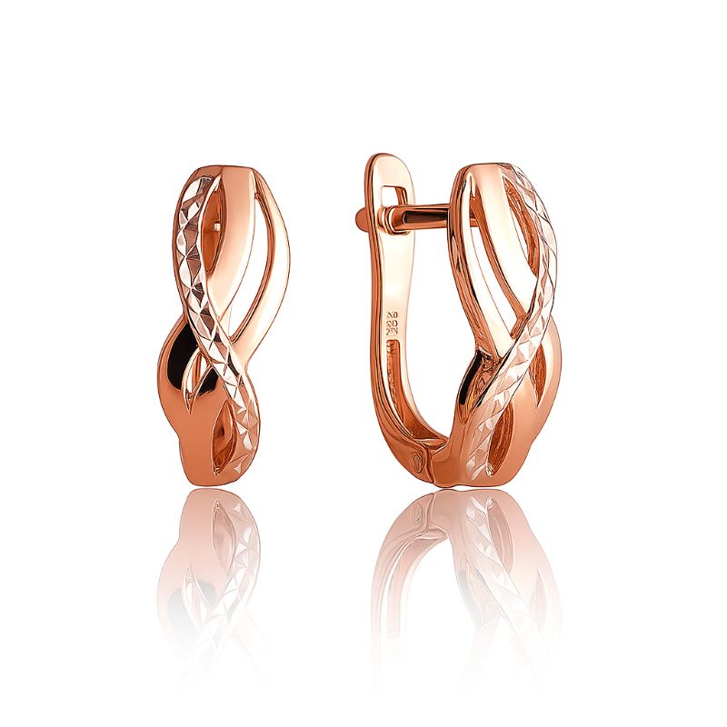 Ohrringe 585er Rotgold Weißgold Diamantiert Bicolor