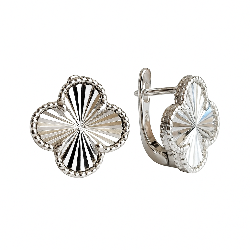 Ohrringe Kleeblatt 925er Silber Diamantiert