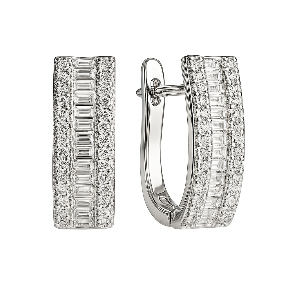 Damen klassische Ohrringe 925 Silber mit weißen Zirkonia