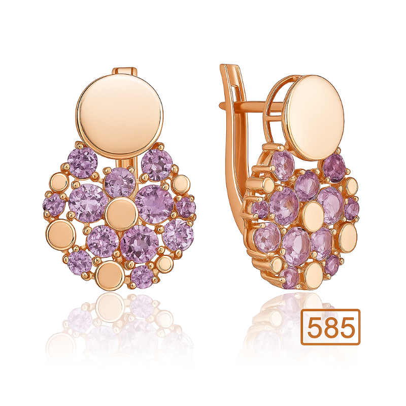 Ohrringe 585 Rotgold mit Amethyst