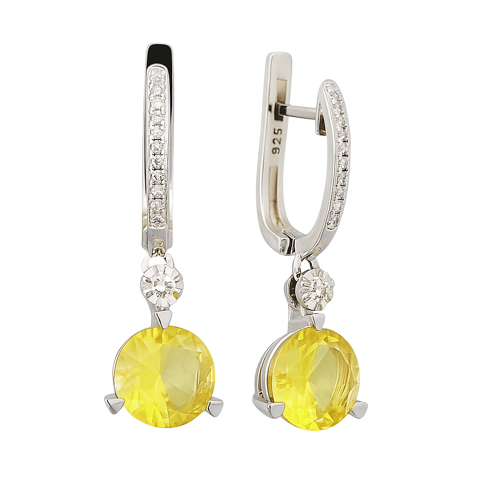 Серьги из русского серебра 925 пробы с фианитами