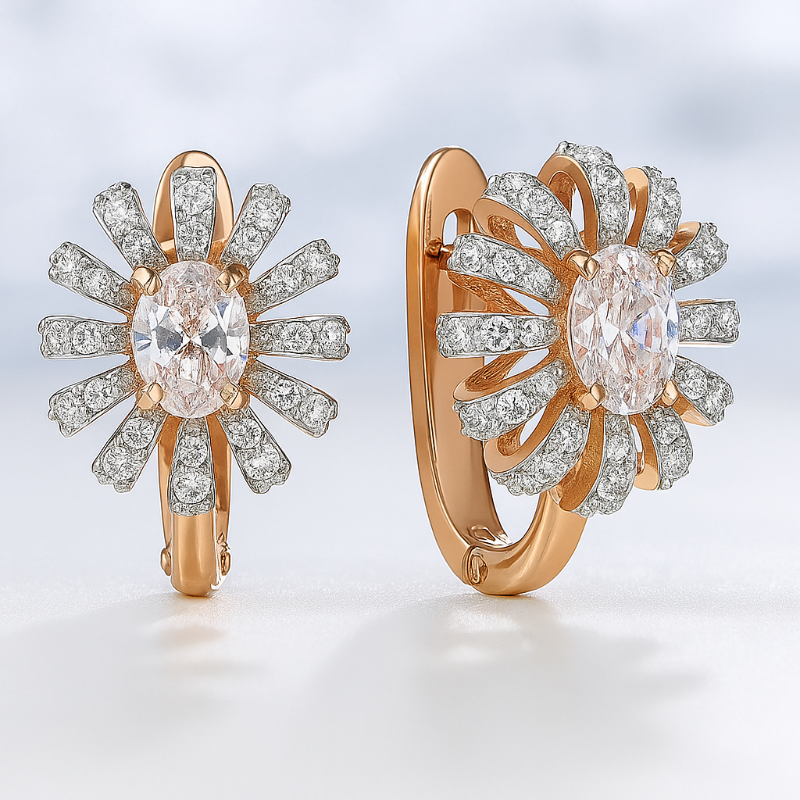 Paar Ohrringe 585er Rotgold mit Zirkonia