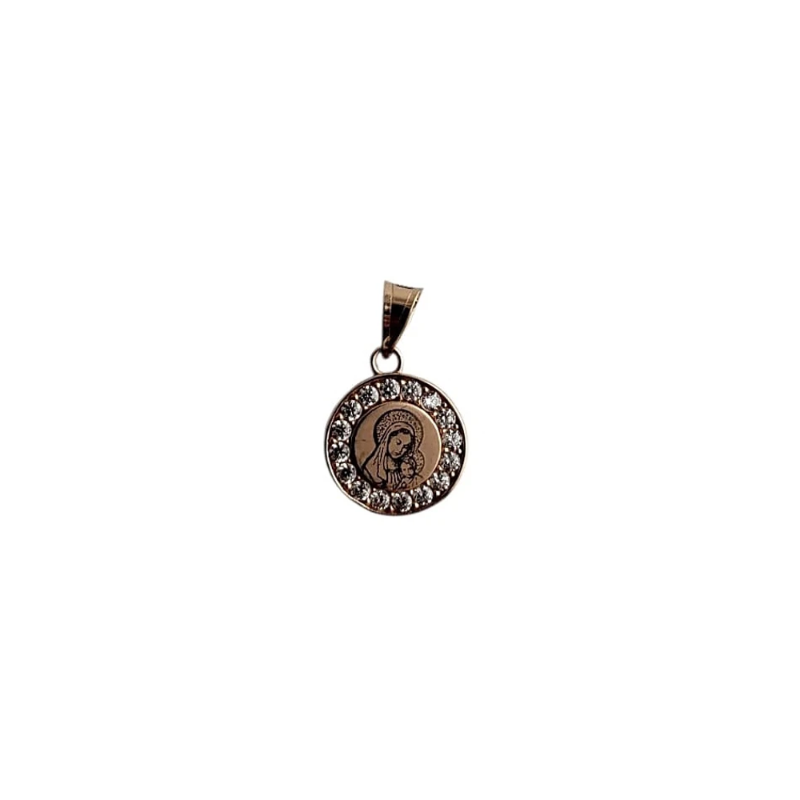 Ikone Anhänger 585 Rotgold mit Zirkonia Kettenanhänger rund