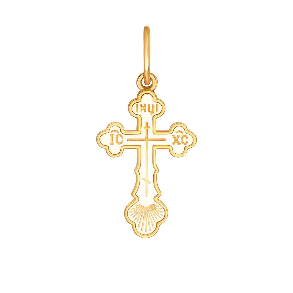 Orthodoxes Kreuz „Spasi i Sochrani“ 585 Rotgold