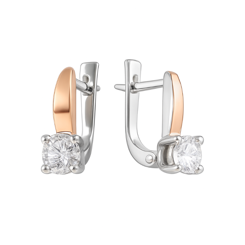 Ohrringe aus 925er Silber mit 375er Gold und Zirkonia