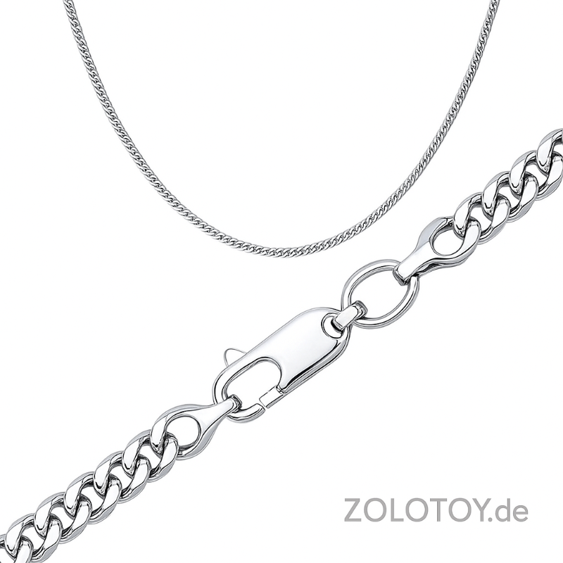 Rhodinierte 925er Silberkette – Panzerkette