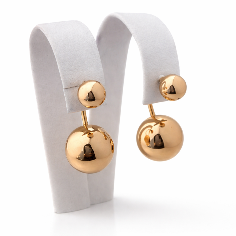 585 Rotgold Ohrringe mit Doppel-Kugeln – OR5103H