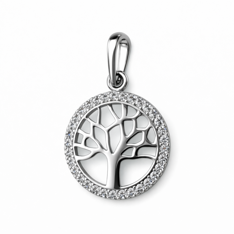 Подвеска «Древо жизни» с фианитами из серебра 925 пробы