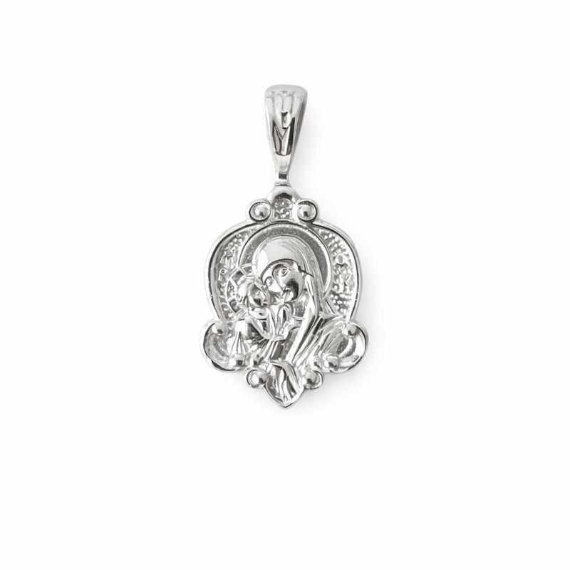 Zweiseitiger Ikonen-Anhänger mit Gebet aus 925 Silber