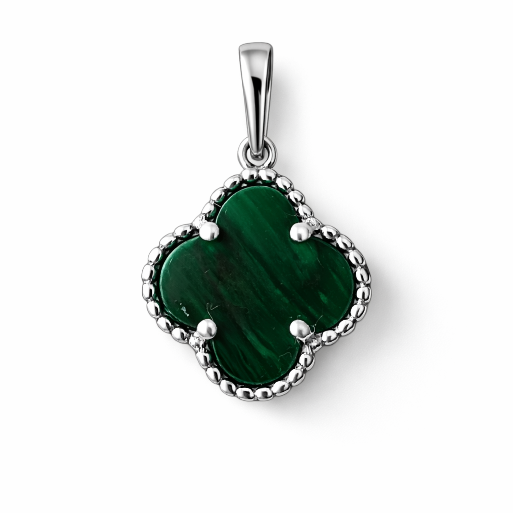 Kleeblatt-Anhänger aus 925 Silber mit grünem Zirkonia