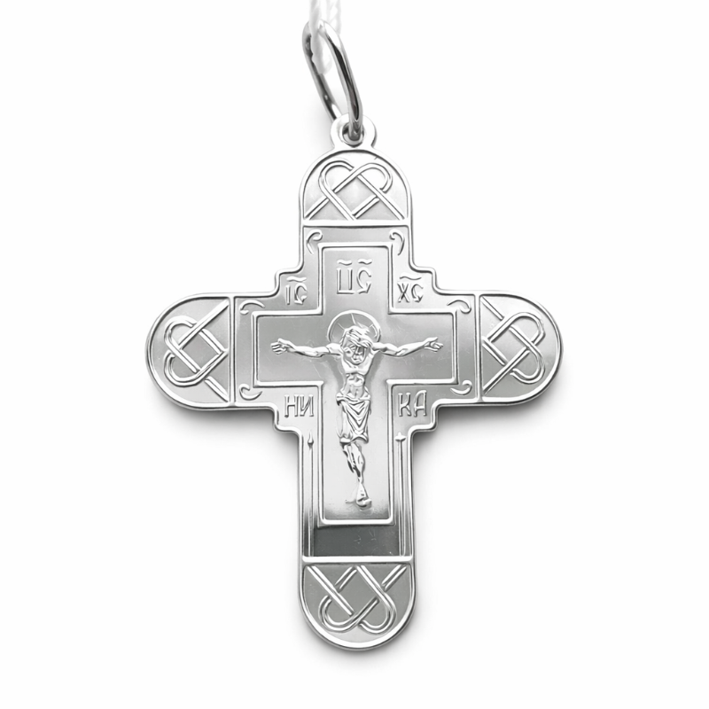 Orthodoxes Kreuz „Rette und bewahre“ aus russischem 925 Silber