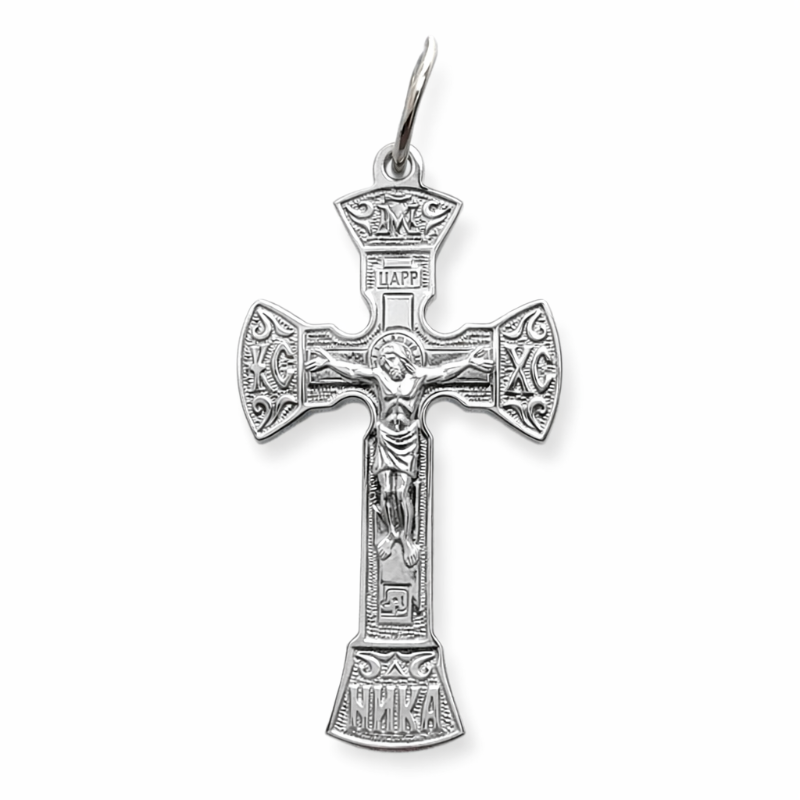 Крестик-подвеска на крещение из русского серебра 925 пробы