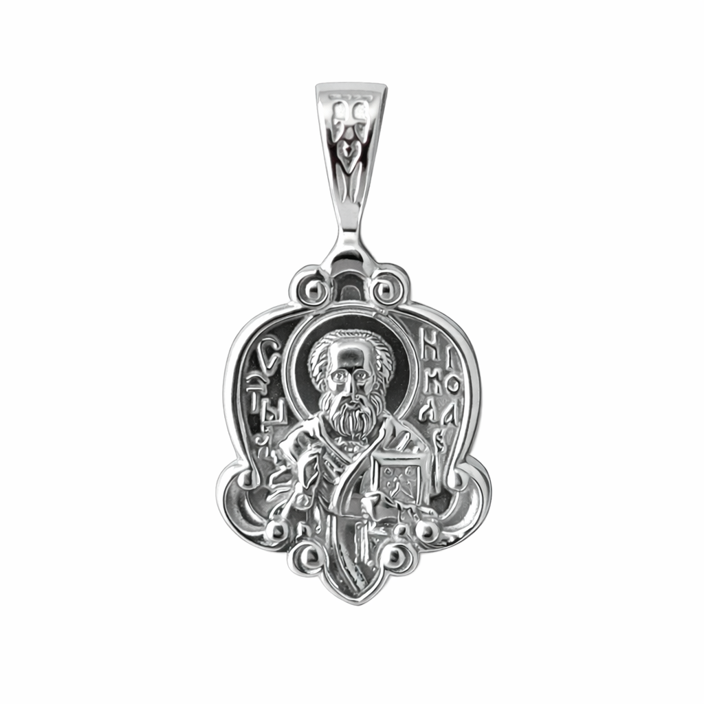 Ikonen-Anhänger mit Gebet aus 925 Silber mit fester Öse