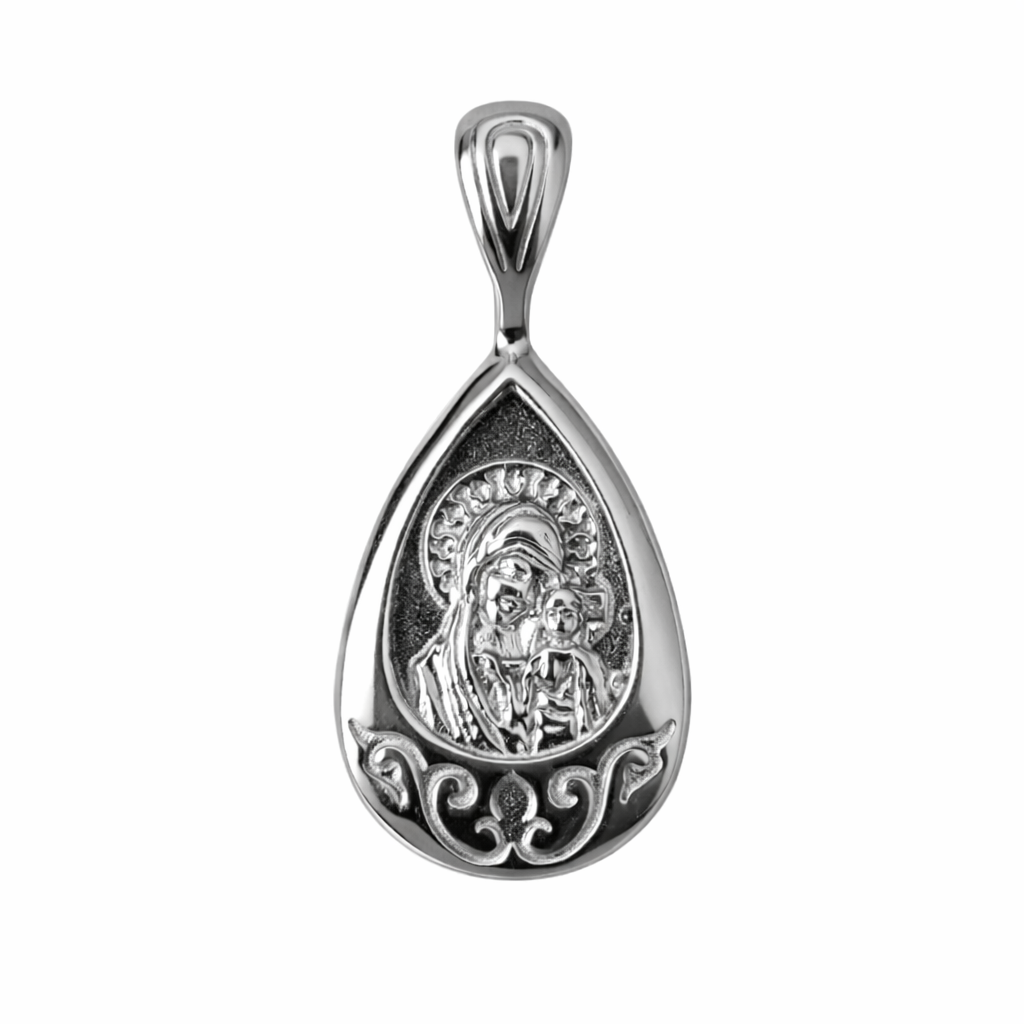 Ikonen-Anhänger mit Gebet aus 925 Silber mit fester Öse