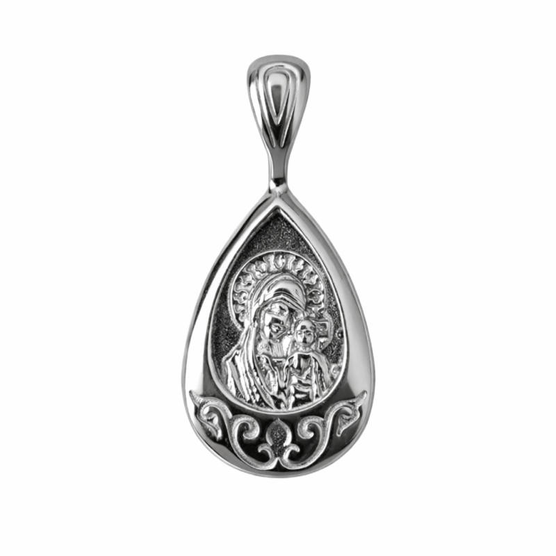 Ikonen-Anhänger mit Gebet aus 925 Silber mit fester Öse