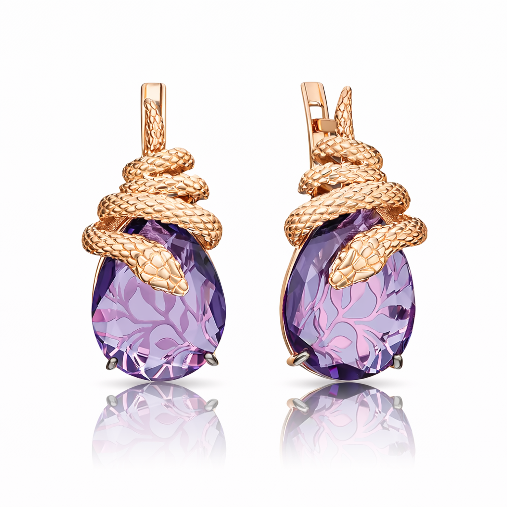 Ohrringe „Schlangen“ aus russischem 585 Rotgold mit englischem Verschluss