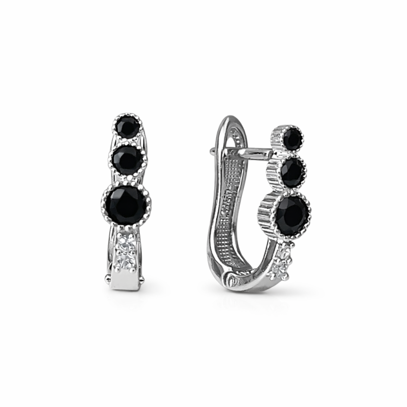 Ohrringe aus 925 Silber mit weißen und schwarzen Zirkonia Ohrringe aus 925 Silber mit weißen und schwarzen Zirkonia