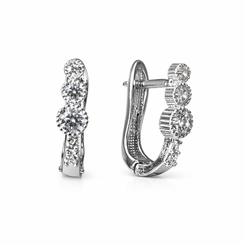 Ohrringe aus 925 Silber mit weißen Zirkonia und englischem Verschluss Ohrringe aus 925 Silber mit weißen Zirkonia und englischem Verschluss