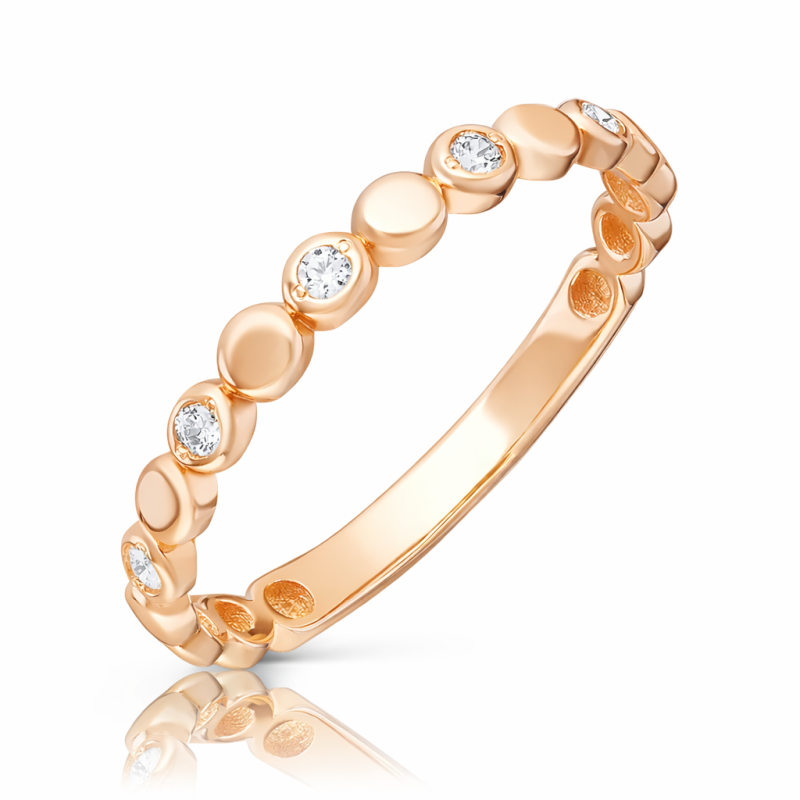 Кольцо «Дорожка» из русского красного золота 585 пробы с фианитами