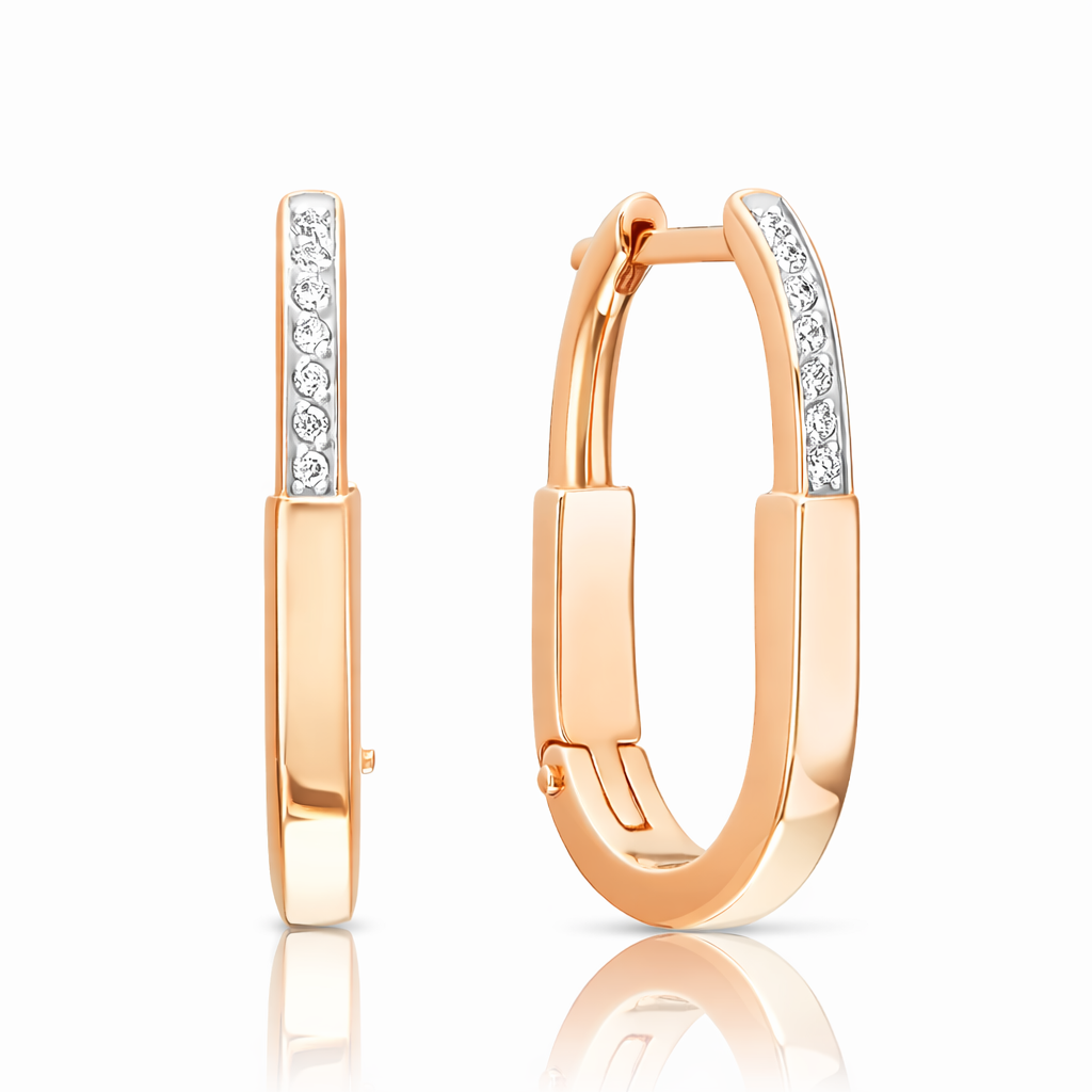 Ohrringe aus 585 Rotgold mit 14 Zirkonia und englischem Verschluss