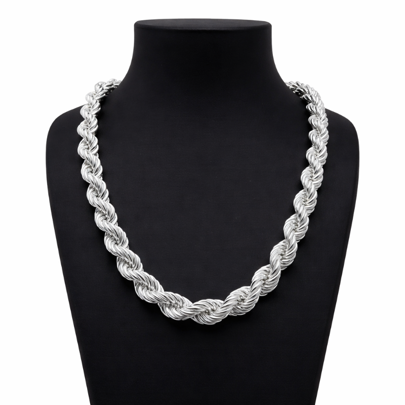 Цепочка «Верёвка-канат» из серебра 925 пробы 65 см с замком карабин Цепочка «Верёвка-канат» из серебра 925 пробы 65 см с замком карабин