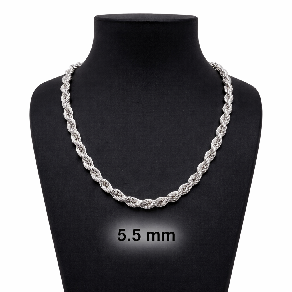 Цепочка «Верёвка-канат» из серебра 925 пробы 55 см с замком карабин Цепочка «Верёвка-канат» из серебра 925 пробы 55 см с замком карабин