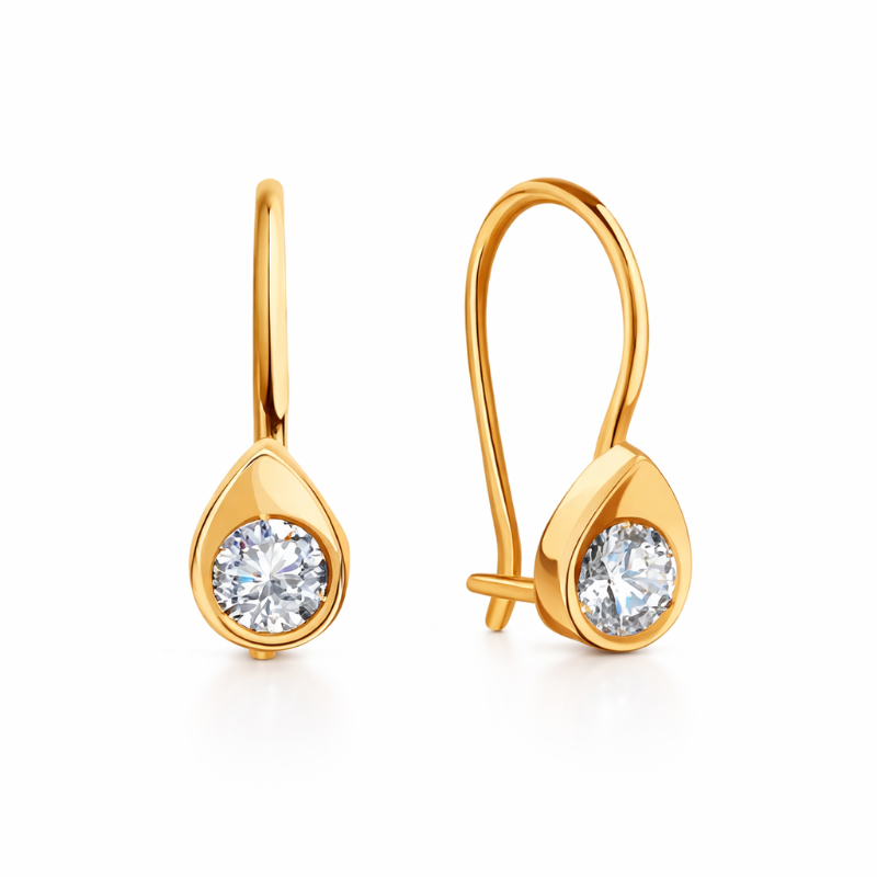 Серьги крючки из русского серебра с фианитами