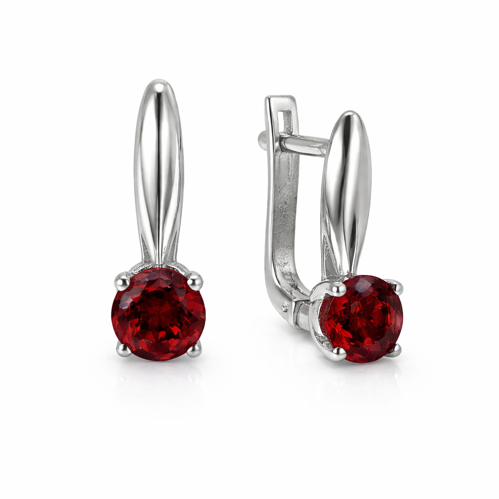 Ohrringe aus 925 Silber mit Granaten und englischem Verschluss — ORs98003G