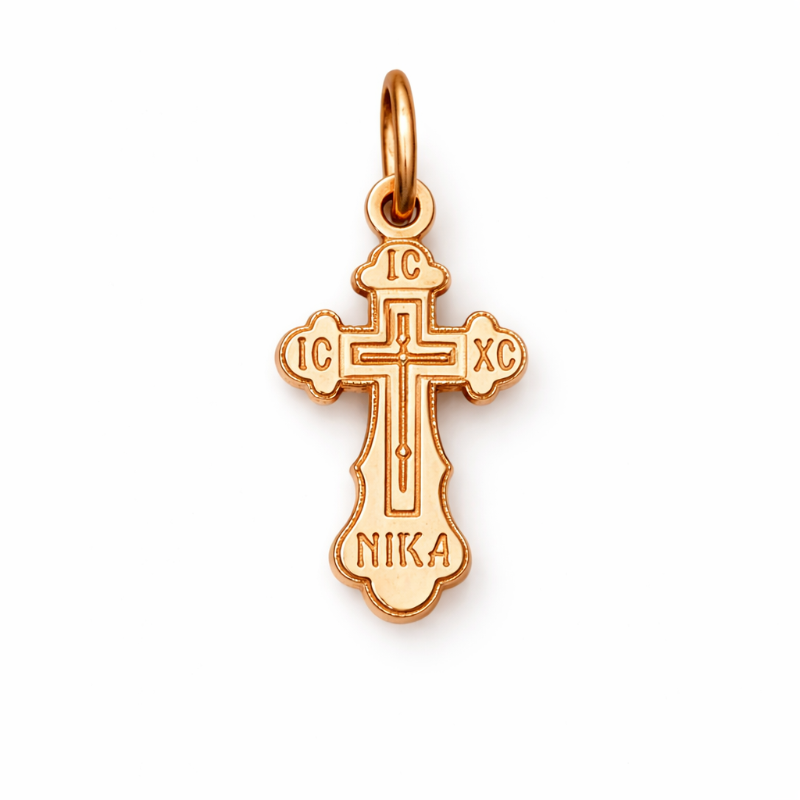 Крестик без распятия из красного золота Крестик без распятия из красного золота