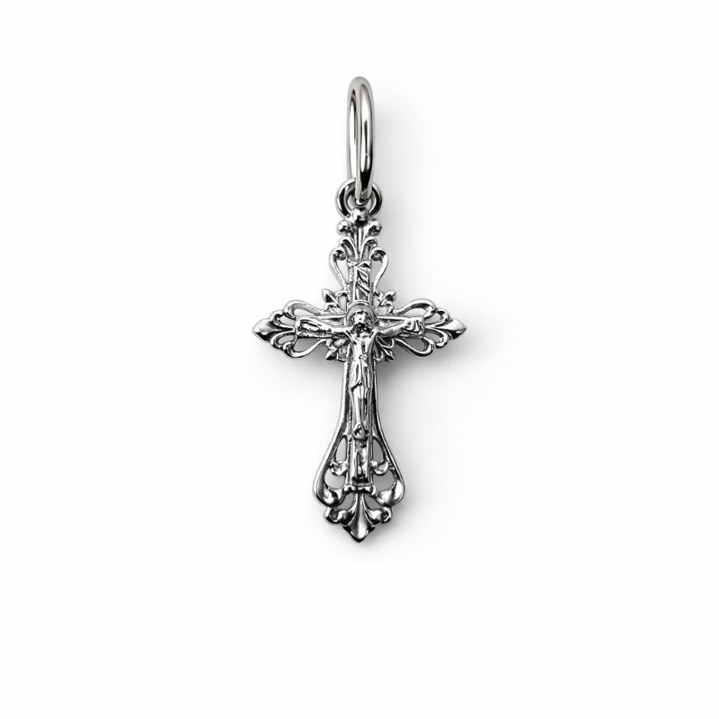 Orthodoxes Kreuz Anhänger aus 925 Silber, filigran