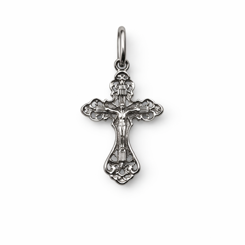 Orthodoxes durchbrochenes Kreuz aus 925 Silber „Rette und bewahre“