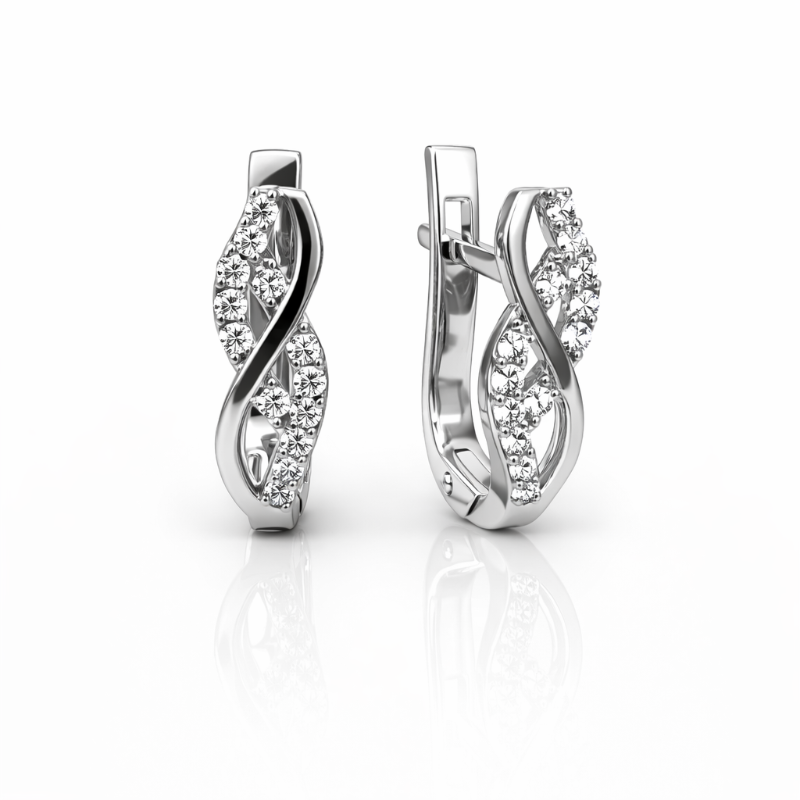 Klassische Ohrringe aus 925 Silber mit Zirkonia und englischem Verschluss