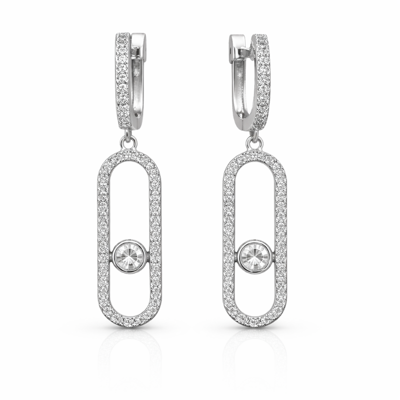Moderne Ohrhänger aus 925 Silber mit Zirkonia und englischem Verschluss