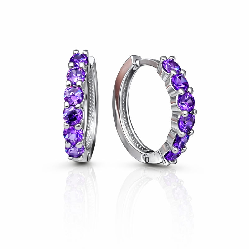 Creolen-Ohrringe aus 925 Silber mit Zirkonia und Klappverschluss Creolen-Ohrringe aus 925 Silber mit Zirkonia und Klappverschluss