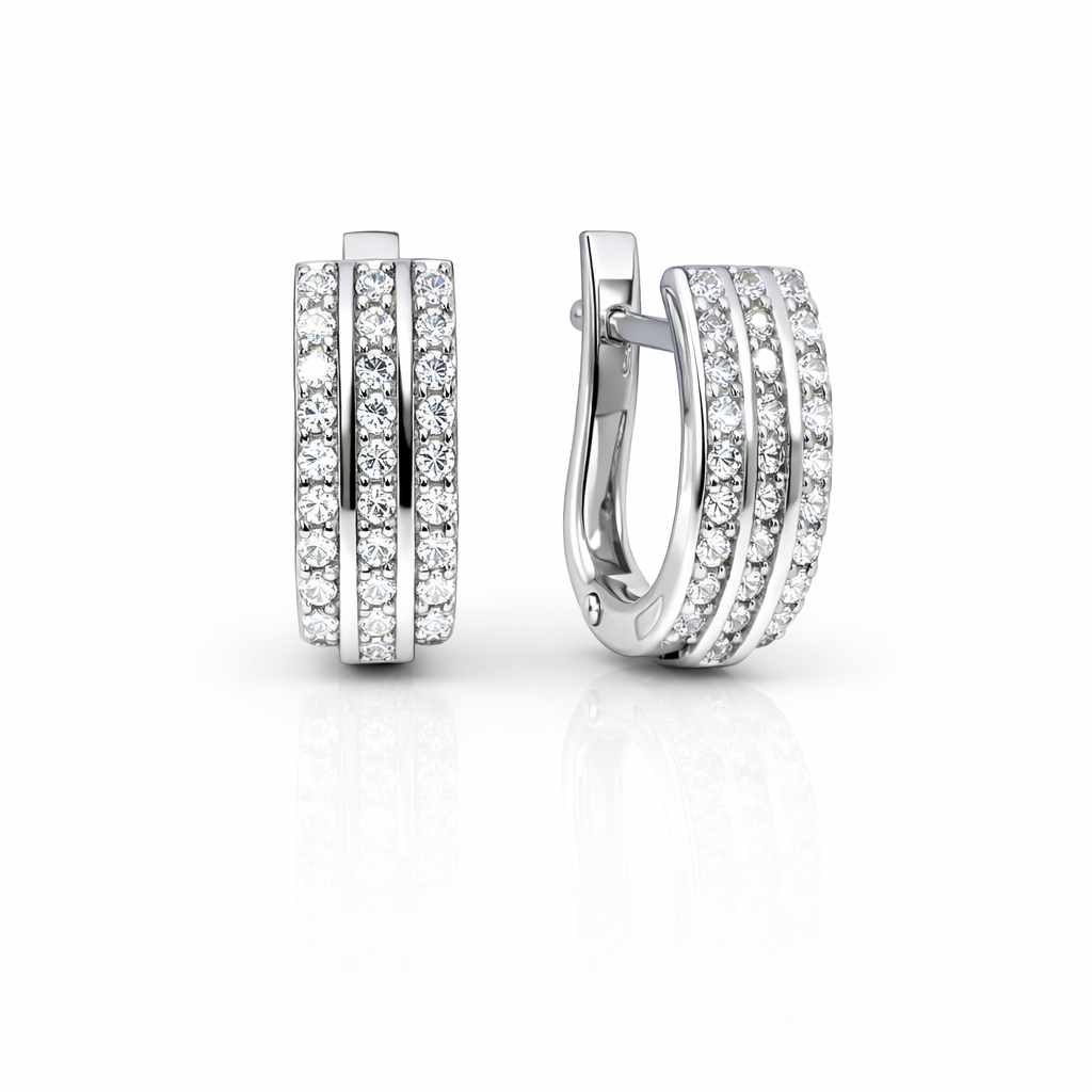 Silber Ohrringe mit Zirkonia 925 und englischem Verschluss