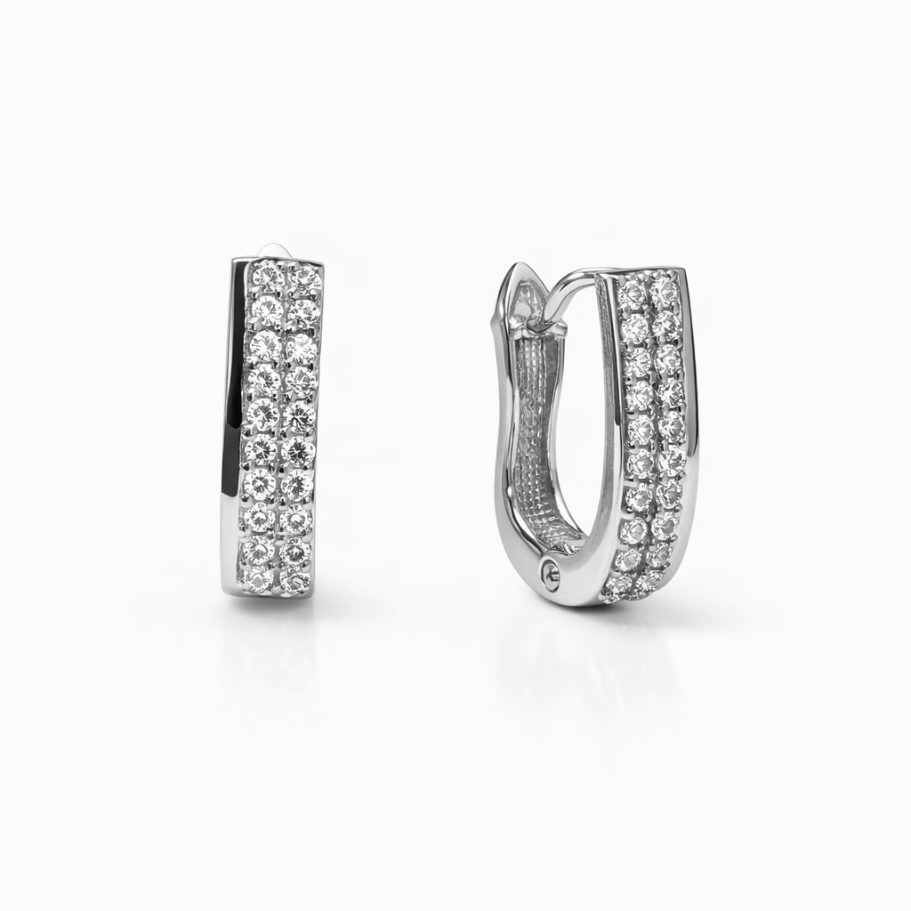 Silber Ohrringe 925 mit Zirkonia und englischem Verschluss