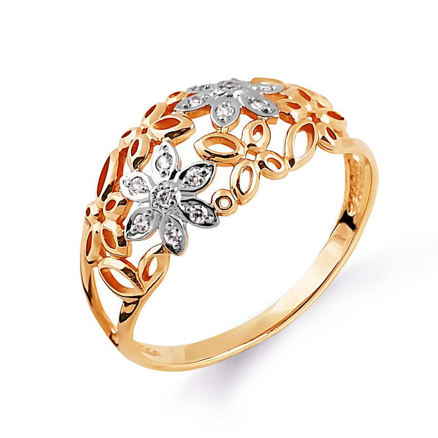 Ring aus Rotgold 585 mit Zirkonia und Weißrhodium