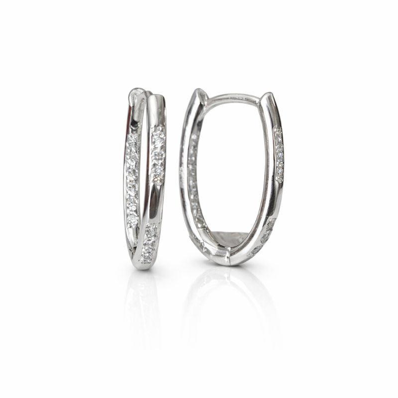 Paar Creolen aus 925 Silber mit Zirkonia