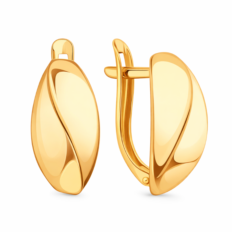 Polierte Ohrringe aus Rotgold 585 mit englischem Verschluss