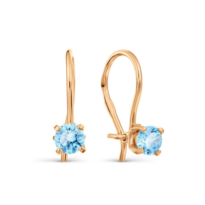Goldene Ohrringe 585 mit blauen Zirkonia – Ohrhänger mit Hakenverschluss kaufen Goldene Ohrringe 585 mit blauen Zirkonia – Ohrhänger mit Hakenverschluss kaufen