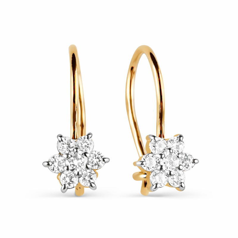 Детские серьги из красного золота 585 пробы с фианитами