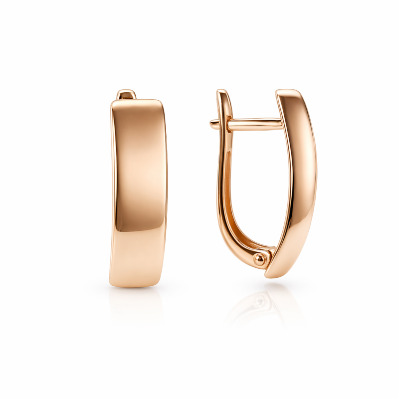 Серьги из красного золота 585 мультицвет гладкие с английским замком Серьги из красного золота 585 мультицвет гладкие с английским замком