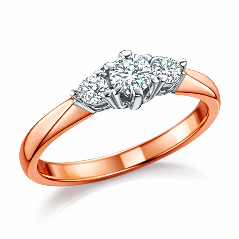 Ring aus Weiß-Roségold 585 mit Diamanten