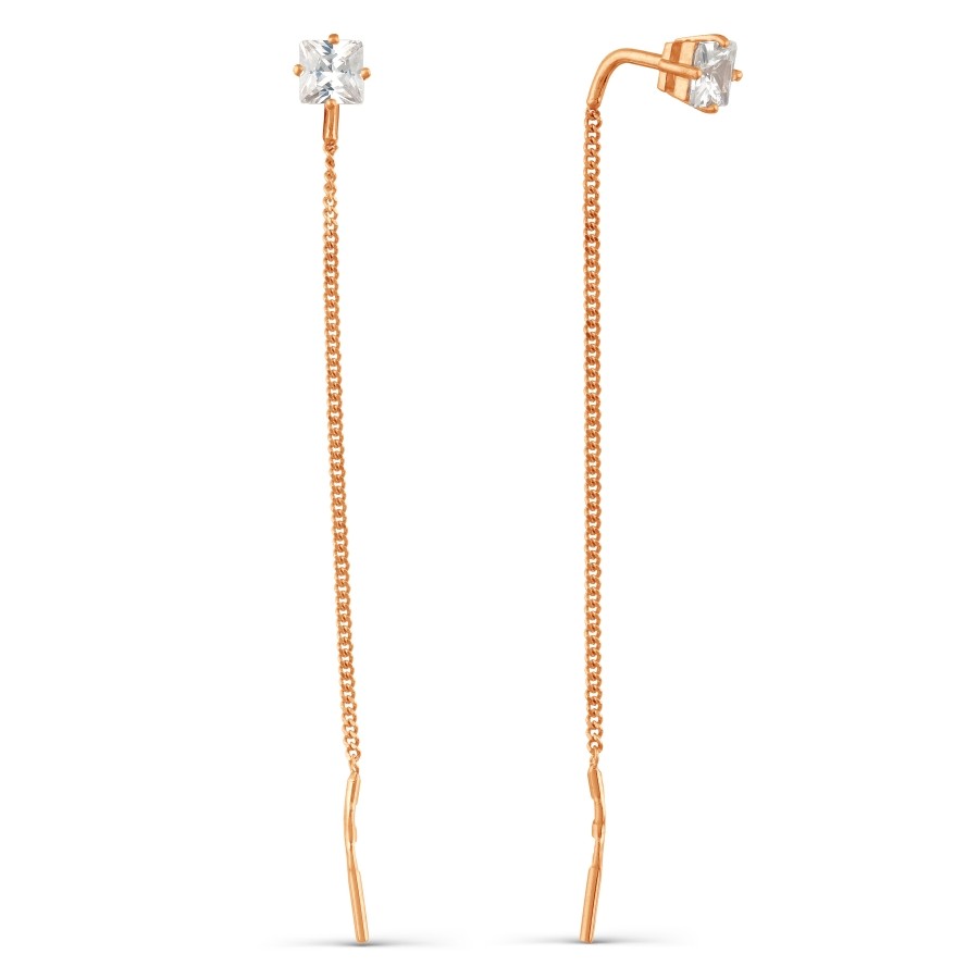 Durchzieher Ohrringe aus Rotgold 585 mit Zirkonia Durchzieher Ohrringe aus Rotgold 585 mit Zirkonia