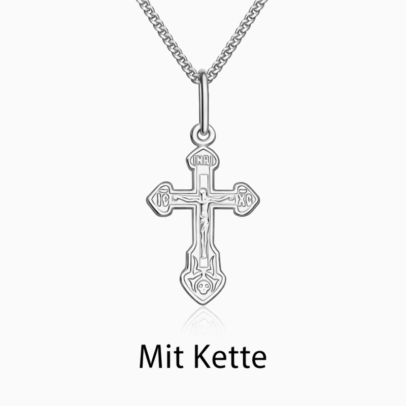 Kreuz Anhänger aus 925 Silber Religio mit Panzerkette 45 cm