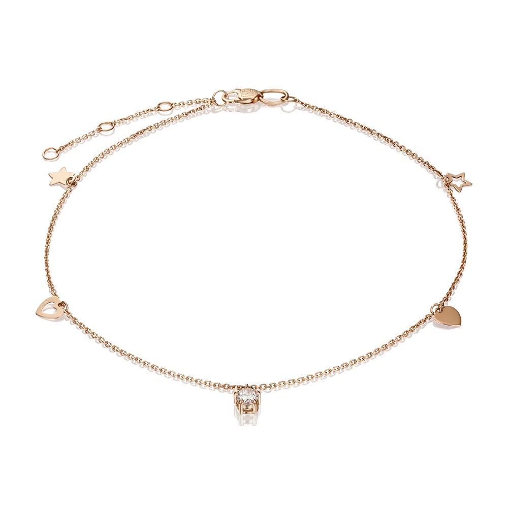 Fußkettchen aus Rotgold 585 mit Zirkonia