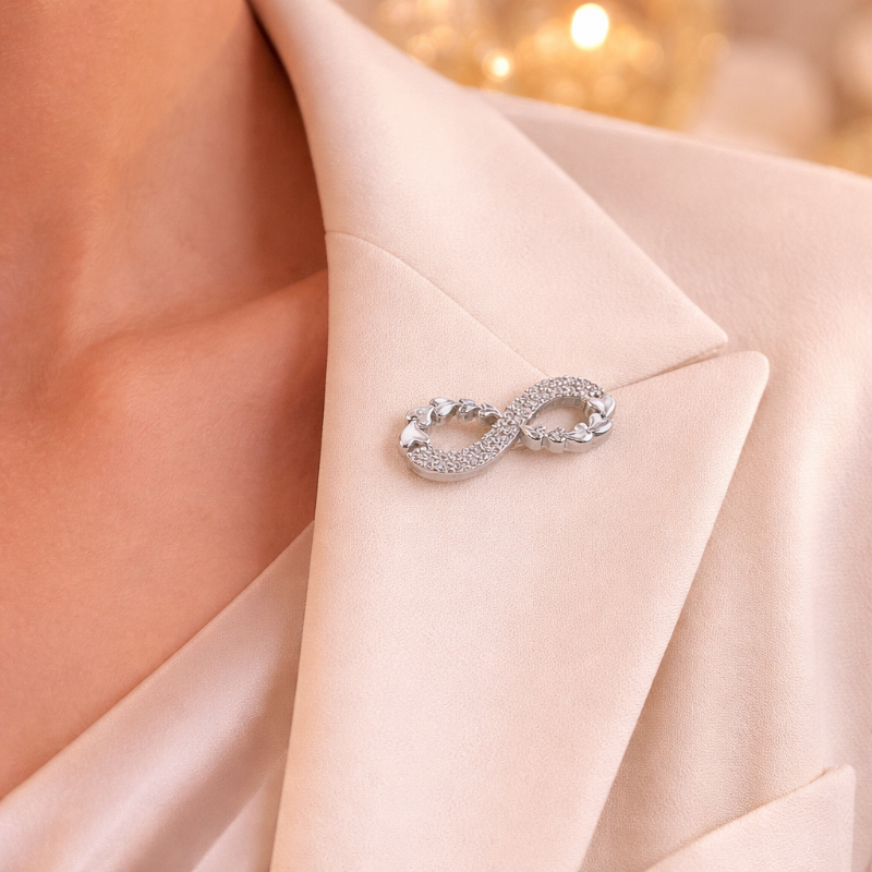 Brosche " Unendlichkeit " 925 Silber Zirkonia